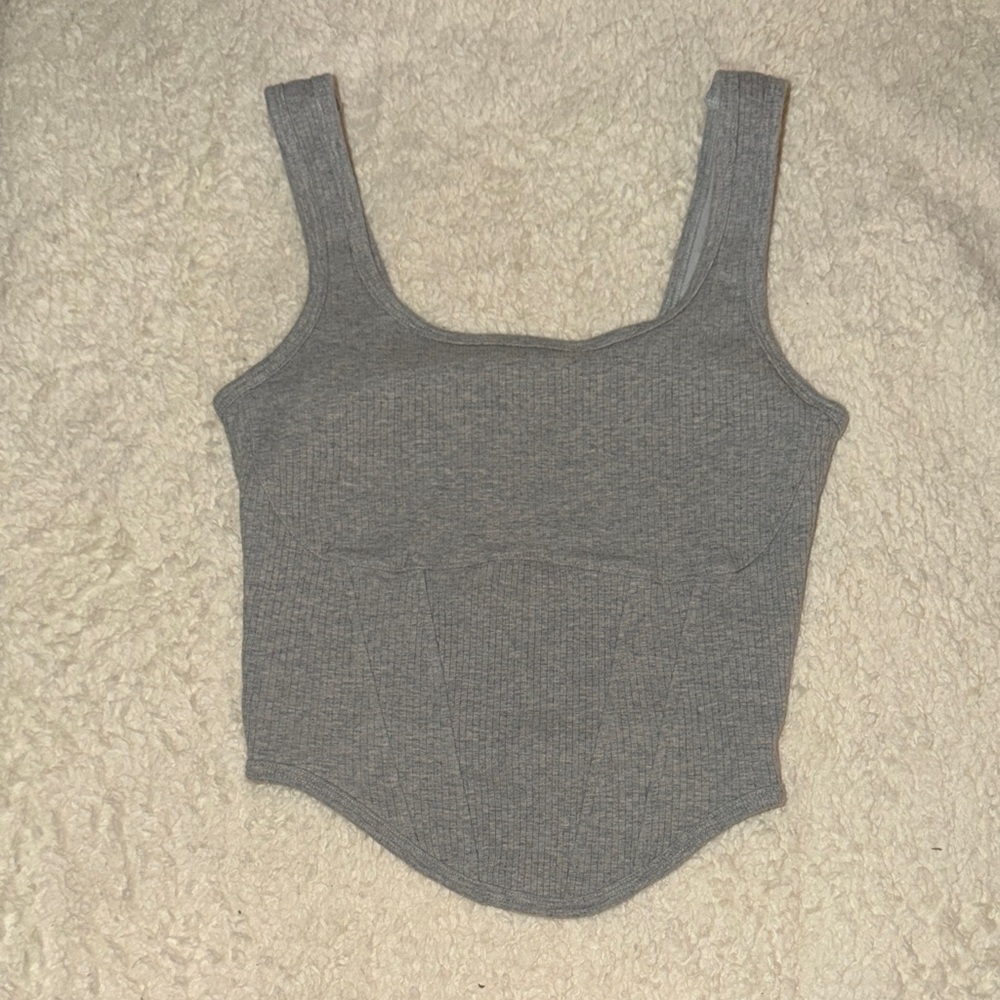 PINK Victoria's Secret Gray Ribbed Crop Top